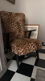 Antieke zetel/ fauteuils in tijgermotief, Huis en Inrichting, Fauteuils, Ophalen, Zo goed als nieuw