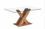Table salle à manger en verre avec pied en bois, Huis en Inrichting, Tafels | Eettafels, Ophalen, 100 tot 150 cm, 150 tot 200 cm