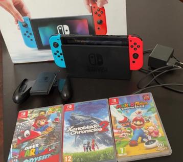Nintendo Switch + 3 topgames + accessoires + originele doos beschikbaar voor biedingen