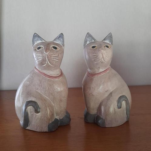 2 houten poesjes, Verzamelen, Beelden en Beeldjes, Nieuw, Dier, Ophalen of Verzenden