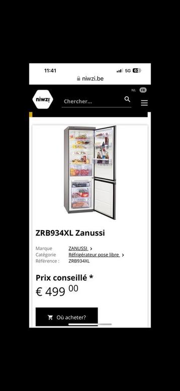 Zanussi ZRB934XL  disponible aux enchères