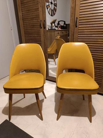 Vintage 6  chaises M thonet en ski jaune année 50 60