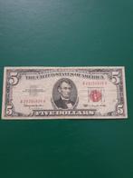 5 dollars USA sceau rouge année 1963, Enlèvement ou Envoi, Billets en vrac, Amérique du Nord