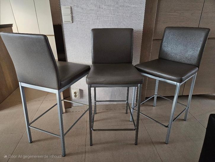 Set van 3 barstoelen, Maison & Meubles, Tabourets de bar, Utilisé, 90 cm ou plus, Métal, 3 tabourets, Avec repose-pieds, Enlèvement