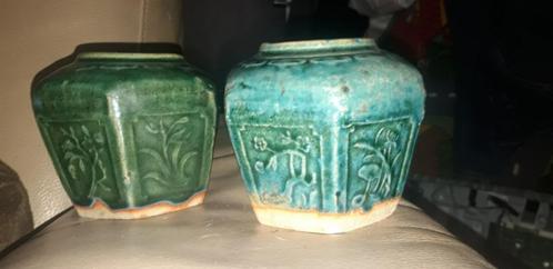 2 gemberpotten 19e eeuw Shiwan China, Antiquités & Art, Antiquités | Porcelaine, Enlèvement ou Envoi
