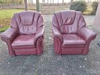 Deux fauteuils Himolla en cuir bordeaux, Enlèvement ou Envoi, Utilisé, Rouge, Autres types