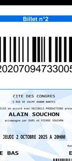 Alain Souchon 2/10 Nantes, Tickets en Kaartjes, Evenementen en Festivals