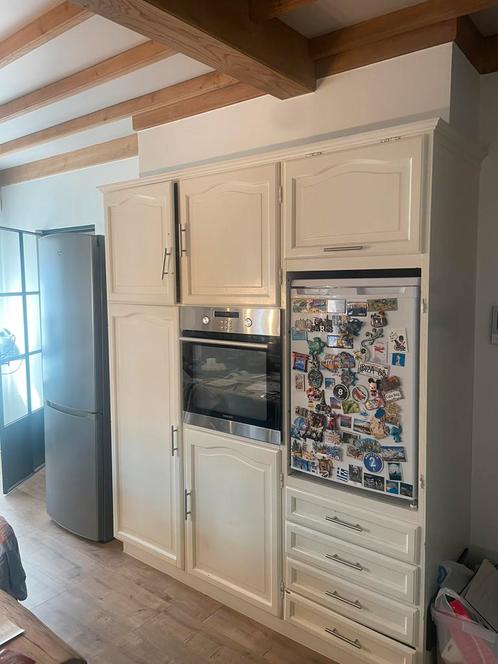 Keuken + toestellen (zelf uit te breken) vanaf 15/8, Huis en Inrichting, Keuken | Complete keukens, Gebruikt, Hoekkeuken, Wit
