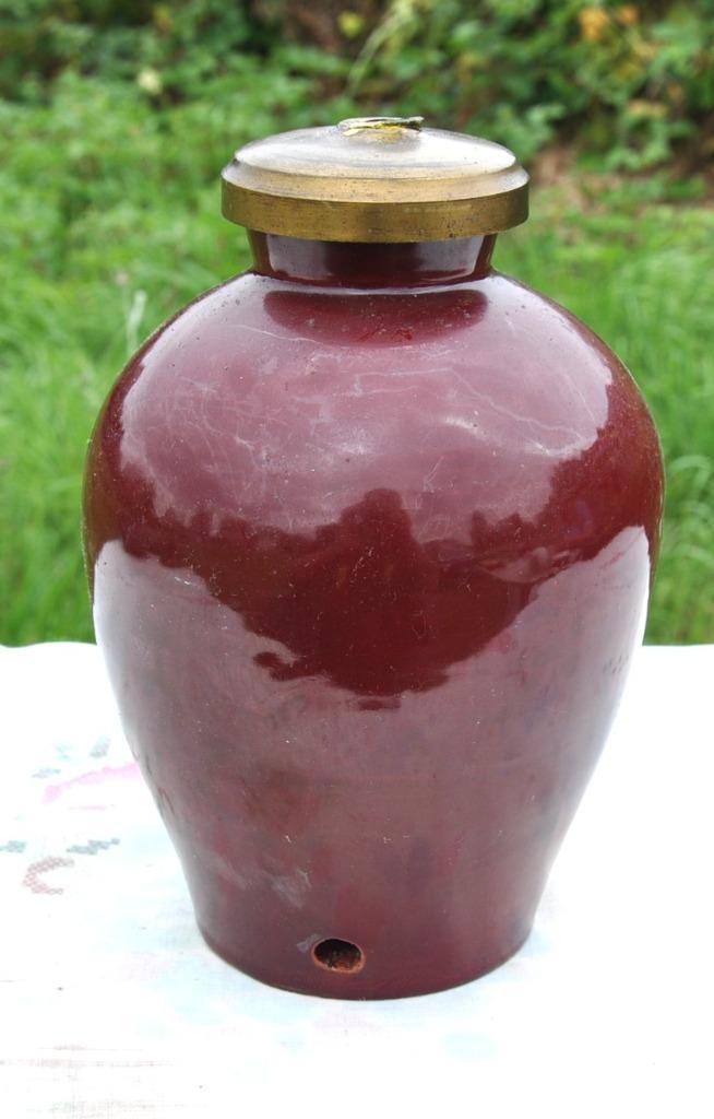 corp de lampe terre cuite émaillé signé Alexandre, Antiquités & Art, Antiquités | Céramique & Poterie, Enlèvement ou Envoi