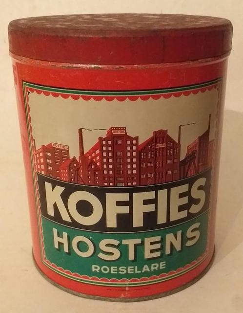 Oude blikken doos - Koffies Hostens, Verzamelen, Blikken, Ophalen