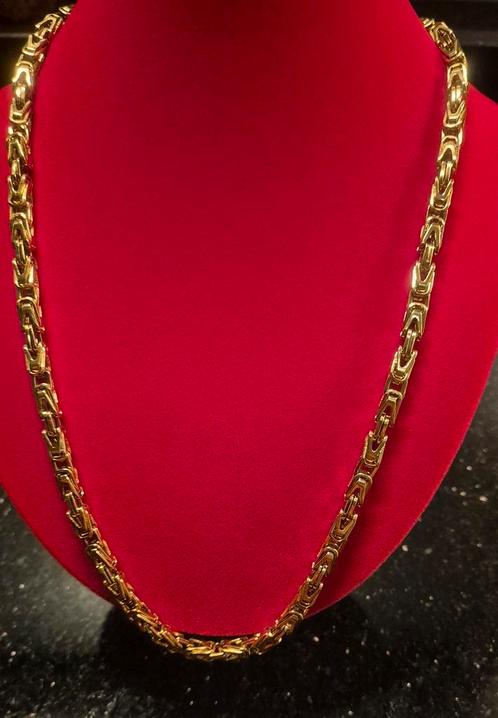 Gold plated verguld goud 6mm konings ketting Nieuw!, Handtassen en Accessoires, Kettingen, Nieuw, Goud, Goud, Ophalen of Verzenden