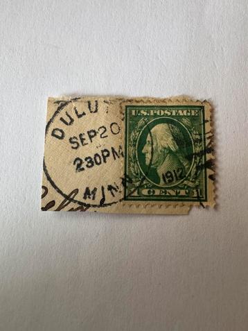 Amerikaanse postzegel 1 cent 1912 Washington op fragment beschikbaar voor biedingen