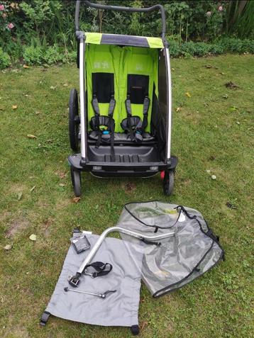 Fietskar Thule Chariot Cab 2, Fietsen en Brommers, Fietsaccessoires | Aanhangwagens en Karren, Ophalen, Opvouwbaar, Zo goed als nieuw