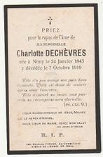 Décès Charlotte DECHEVRES Nimy 1843 - 1919, Envoi, Image pieuse