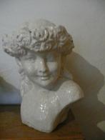 Ancien buste céramique craquelée blanc sur terra cotta, Enlèvement