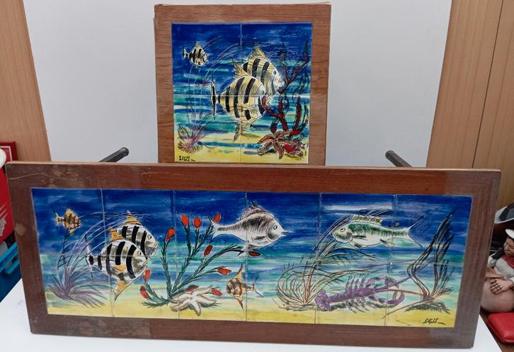 SIGIS 2 retro tafels jaren 60 keramiek tegels zeldzaam, Verzamelen, Retro, Huis en Inrichting, Ophalen