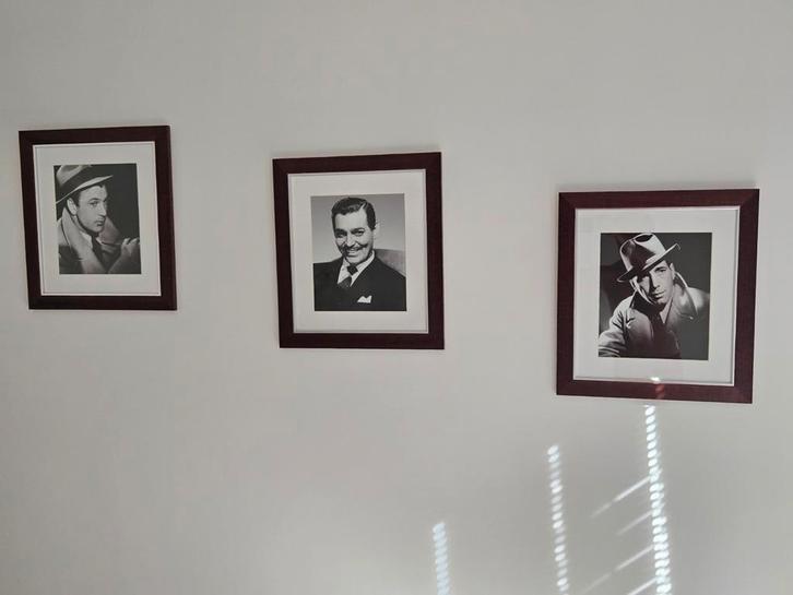 Drie retro kaders van oude film acteurs, Antiek en Kunst, Antiek | Woonaccessoires, Ophalen of Verzenden