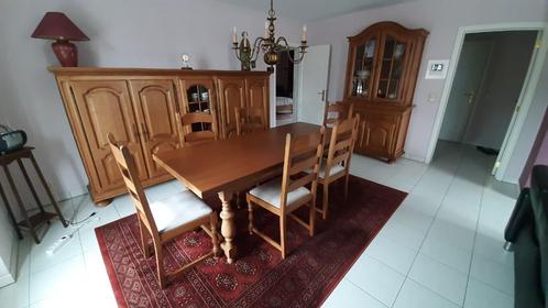 9-delige eiken eetkamer, Huis en Inrichting, Complete eetkamers, Zo goed als nieuw, 4 tot 6 stoelen, Ophalen
