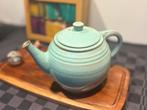 Handgemaakte turquoise keramieken theepot, Huis en Inrichting, Ophalen, Gebruikt, Keramiek, Overige typen