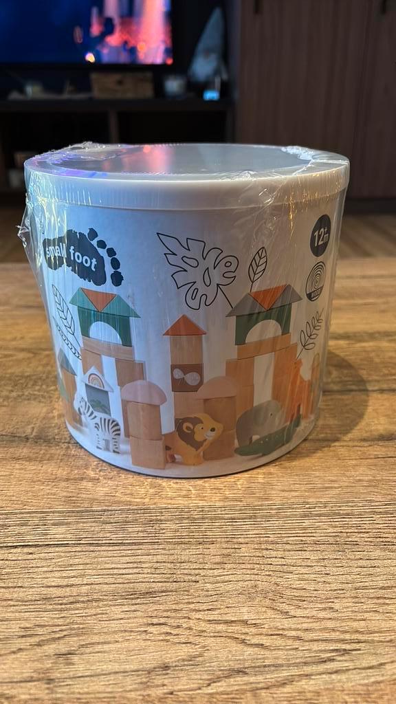 Houten blokken safarithema, Kinderen en Baby's, Speelgoed | Houten speelgoed, Nieuw, Overige typen, Ophalen of Verzenden