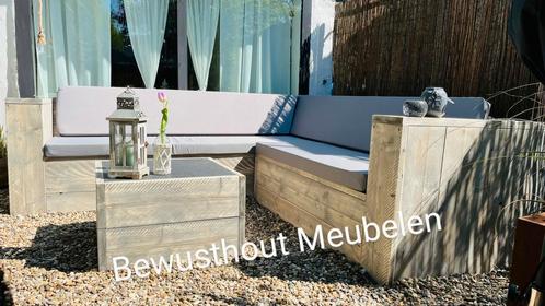 Hoekbank van Steigerhout. ACTIE! Met gratis beschermhoes!!, Tuin en Terras, Tuinsets en Loungesets, Ophalen of Verzenden