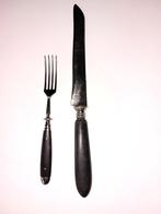 1930's Eichenlaub vork en broodmes Vintage zilver ebbenhout, Antiek en Kunst, Ophalen of Verzenden