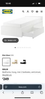 Ikea Malm 1 persoonsbed met 2 bedlades wit, Huis en Inrichting, Ophalen, Zo goed als nieuw