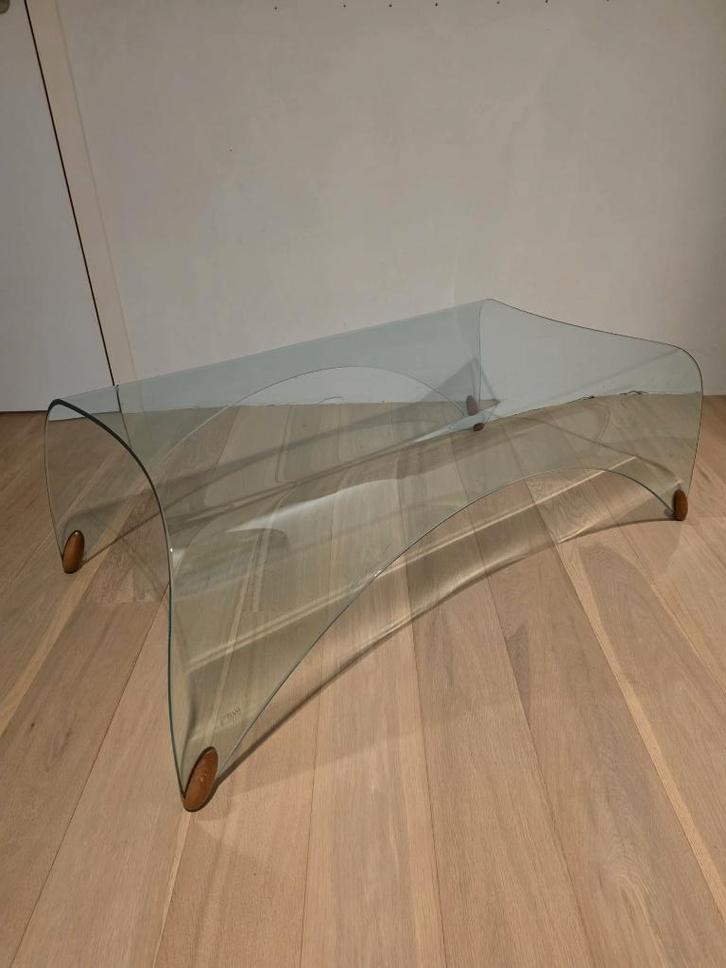 Salontafel met lectuurbak (Fiam Italia), Huis en Inrichting, Tafels | Salontafels, Gebruikt, Glas, Ophalen