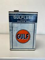 GULF Gulflube vieux bidon d'huile, Utilisé, Enlèvement ou Envoi, Panneau publicitaire