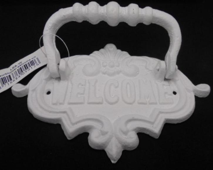 GIETIJZEREN DEURKLOPPER WELCOME WIT NIEUW, Tuin en Terras, Tuinwanddecoratie, Nieuw, Verzenden