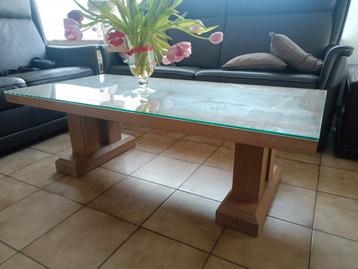 Salontafel en bureau in massief eik beschikbaar voor biedingen