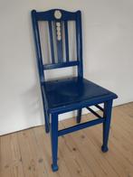 Houten stoel - vintage - blauw, Ophalen, Gebruikt, Blauw, Landelijk