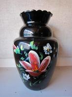 Handgeschilderde vaas uit zwart glas - Booms Glass, Antiek en Kunst, Ophalen of Verzenden