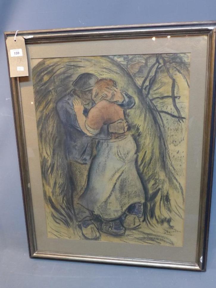 T.A. STEINLEN - "Les Amoureux" - Grand Dessin Signé  (1900), Antiquités & Art, Art | Dessins & Photographie, Enlèvement ou Envoi