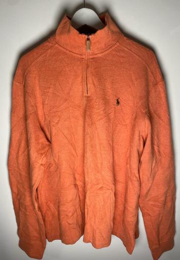 1/4 half zip sweater trui Ralph Lauren oranje zwart logo paa