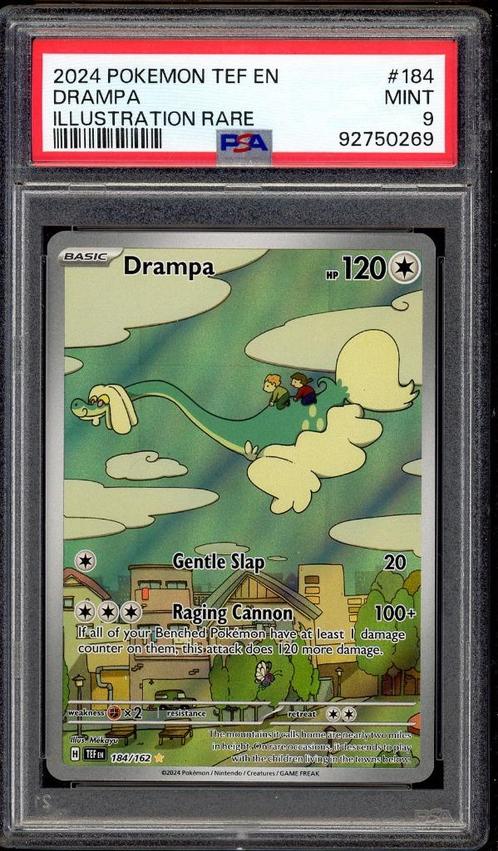 Drampa [Illustration Rare] PSA 9 - 184/162 - Temporal Forces, Hobby en Vrije tijd, Verzamelkaartspellen | Pokémon, Zo goed als nieuw