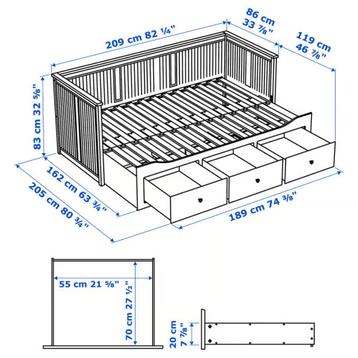 Lit banquette gris 80x200cm, convertible en 2 lits 160x200 beschikbaar voor biedingen