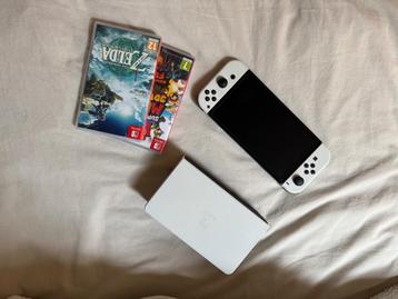 Switch OLED + 2 Games, Switch OLED, Comme neuf, Enlèvement, Avec jeux