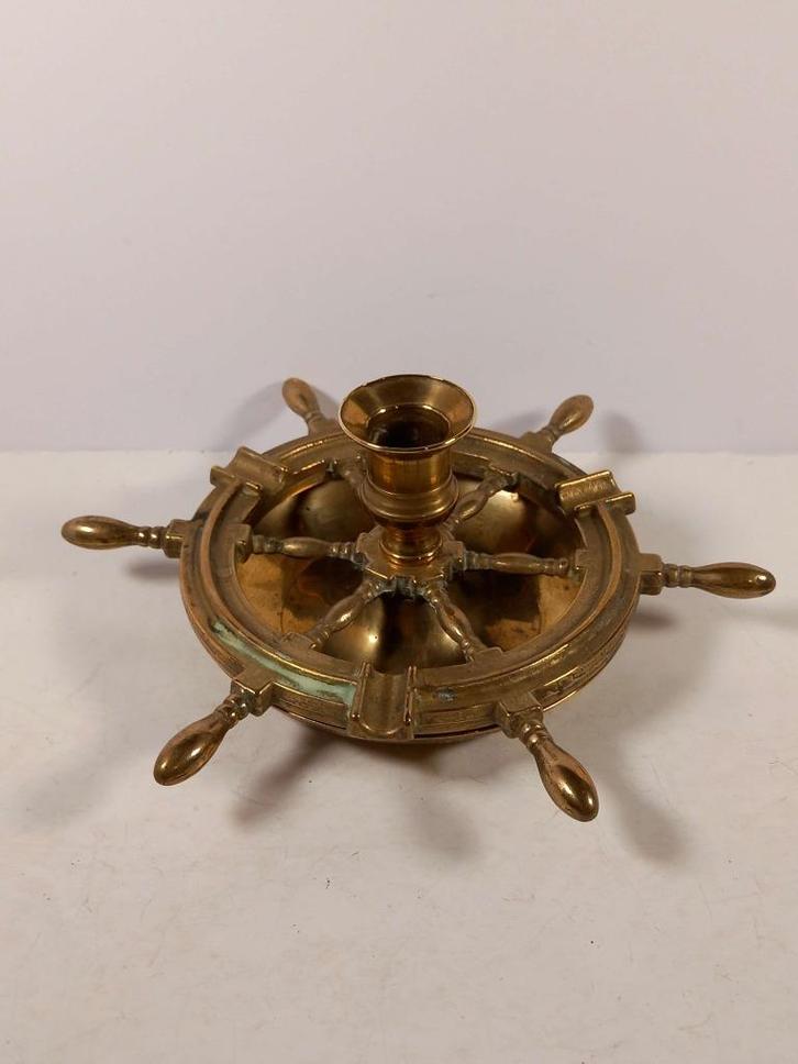 Cendrier bougeoir en laiton - forme de gouvernail de bateau, Watersport en Boten, Bootonderdelen, Zo goed als nieuw, Overige typen