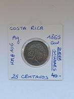 Costa rica 25 centavos 1865 G.W   AG ZEER SCHAARS!!, Ophalen of Verzenden