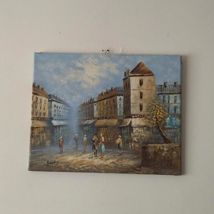Paysage urbain. Paris. Par Burnett, Antiek en Kunst, Kunst | Schilderijen | Modern, Ophalen of Verzenden