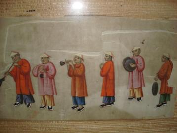 Antiek CHINEES schilderij papier pith paper 19C CHINESE art beschikbaar voor biedingen
