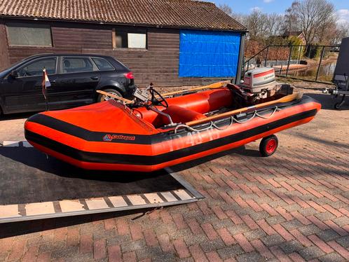 Hapylon rib/rubberboot met 25PK Johnson en strandwielen, Watersport en Boten, Rubberboten, Zo goed als nieuw, Ophalen