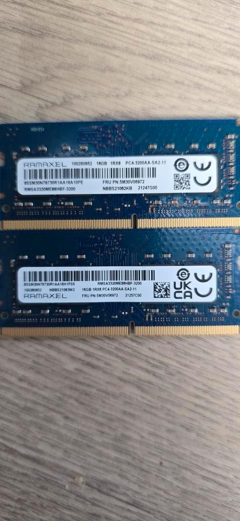 2x RAM 16 GB DDR4 3200 MHz SODIMM – 32 Go, Computers en Software, RAM geheugen, Zo goed als nieuw, DDR4, Ophalen of Verzenden