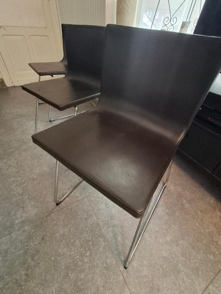 4 eetkamerstoelen donkerbruin. Kwaliteitsvolle zitting, Ophalen, Gebruikt, Bruin, Vier