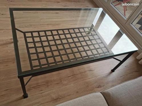 Table basse Ikea Granas - Métal noir et verre, Huis en Inrichting, Tafels | Salontafels, Glas, Metaal, Ophalen