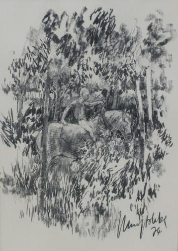 Jul Vuylsteke (1947): Ruiter 1974 (73 x 93 cm)