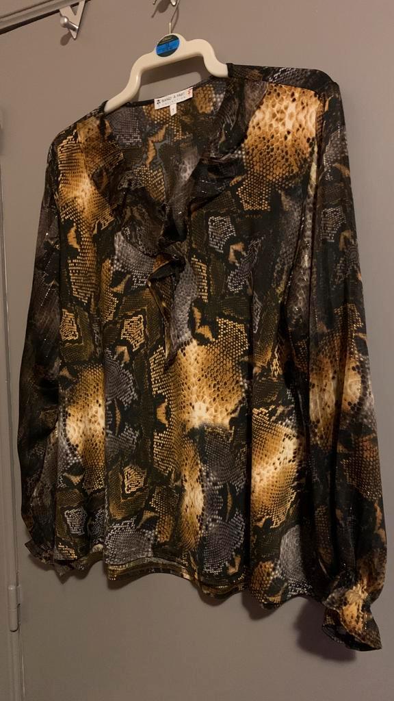 Damesshirt maat 44/46, Kleding | Dames, Blouses en Tunieken, Zo goed als nieuw, Maat 42/44 (L), Bruin, Ophalen of Verzenden