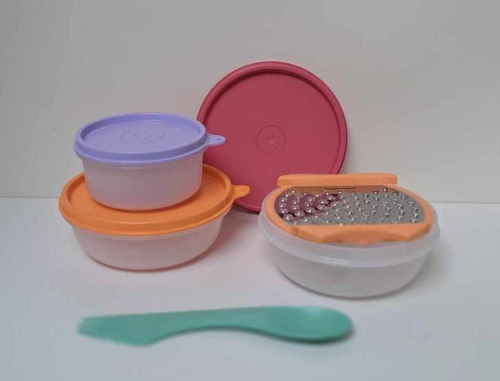 Tupperware™ « Râpe et Bol Espace » repas bébé, Maison & Meubles, Cuisine| Tupperware, Neuf, Boîte, Vert, Blanc, Orange, Violet