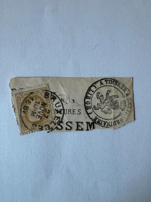 Belgische postzegel 10c 1878 Léopold II op zeldzaam fragment, Postzegels en Munten, Postzegels | Europa | België, Gestempeld, Ophalen of Verzenden